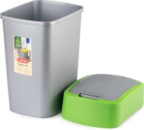 Контейнер для мусора CURVER FLIP BIN серебристый/зеленый 9 л 02170-P80