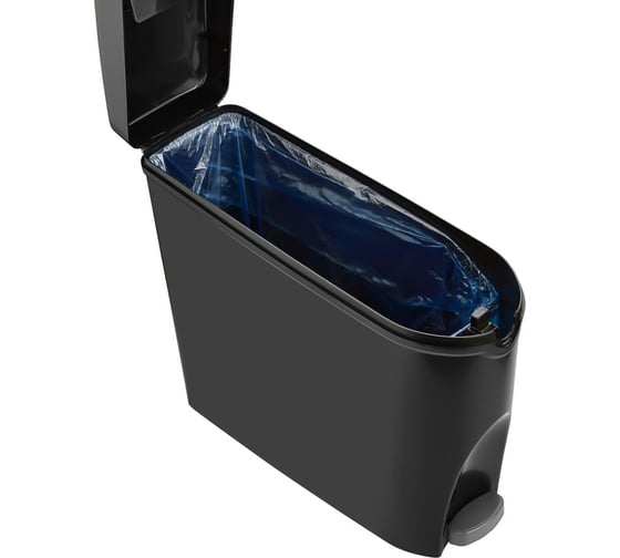 Ведро мусорное Luscan с педалью Slim 20 л, черное, пластик 2019393