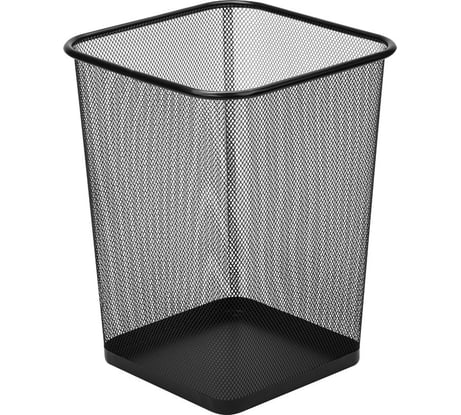 Квадратная корзина Attache 268х268x355 мм, металлическая сетка, 17л, черная 383313