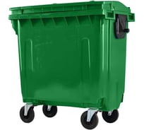 Мусорный контейнер со сплошной крышкой Пластик система 770 л, Зеленый ТКО Эко 770.1.70