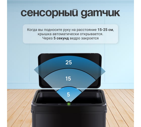 Сенсорное ведро для мусора TESLER STB-60F BLACK 00000202991