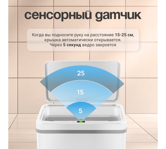 Сенсорное ведро для мусора TESLER STB-40F WHITE 00000202987
