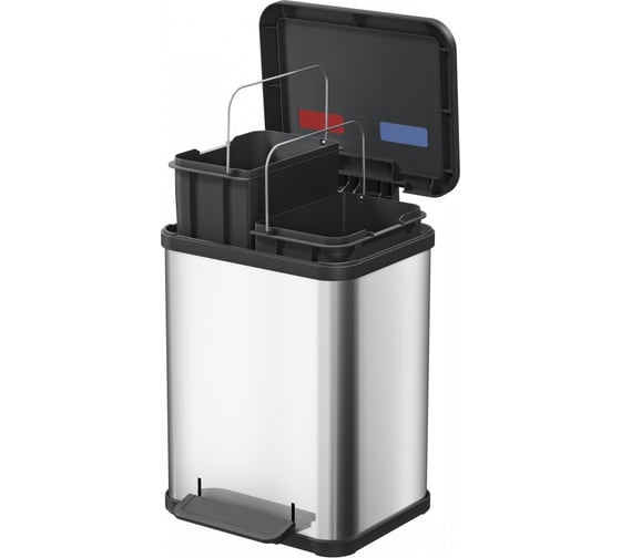Мусорный контейнер Hailo Oko duo Plus M 2x9 л, сталь, белый, 0622-230