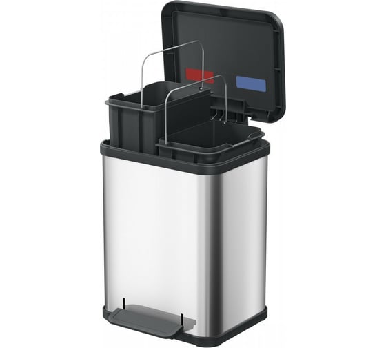 Мусорный контейнер Hailo Оko duo Plus M 2x9 л, нержавеющая сталь, хром, 0622-200