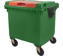 Мусорный контейнер Дигрус 1100 л, с опцией Double Lid зеленый/оранжевый 29.С19.W-ЗЗО/Д