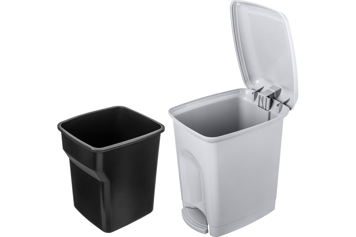 Педальный контейнер для мусора Бытпласт 7л светло-серый 431202630 .
