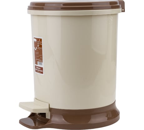 Мусорное ведро Элластик-Пласт с педалью 11 л, слоновая кость ЭП 944974
