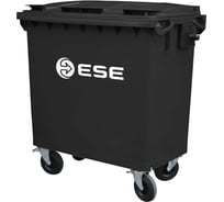 Пластиковый контейнер ESE серый, без логотипа, с крышкой, на колёсах Конт 770 сер