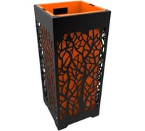 Урна уличная FerrumFormat СПУ1 Дерево, корпус RAL 9005 глубокий черный муар, бак RAL 2004 чистый оранжевый глянец 4620065516207
