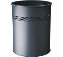 Металлическая круглая мусорная корзина DURABLE с декоративным кольцом, антрацит 331058