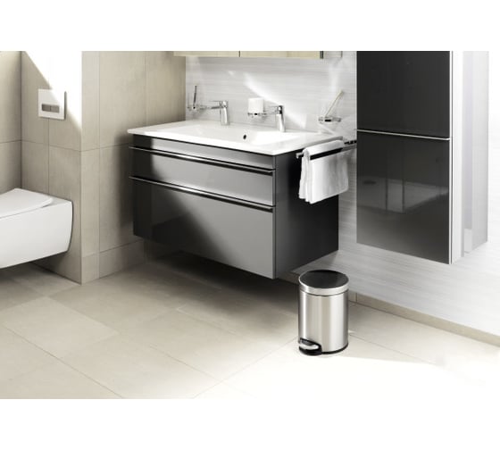 Стальная корзина для мусора DURABLE с педалью, 5 литров серебристая 340023