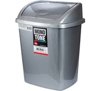 Прямоугольный мусорный контейнер BORA 8 л с качающейся крышкой пластик темно-серый 1/24 ПЛ-BO840dg