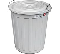 Круглый мусорный бак BORA 48 л 480х430 мм с крышкой на зажимах пластик серый 1/1 ПЛ-BO713