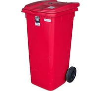 Прямоугольный мусорный бак BORA 120 л на колесах пластик красный 1/3 ПЛ-BO997k