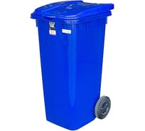 Прямоугольный мусорный бак BORA 120 л на колесах пластик синий 1/3 ПЛ-BO997s