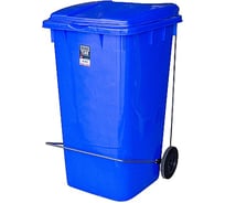 Прямоугольный мусорный бак BORA 240 л на колесах с педалью пластик синий 1/3 ПЛ-BO995s