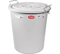 Круглый мусорный бак BORA 27 л 405х355 мм с крышкой на зажимах пластик серый 1/20 ПЛ-BO253