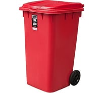 Прямоугольный мусорный бак BORA 240 л на колесах пластик красный 1/3 ПЛ-BO994r