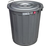 Круглый мусорный бак BORA 48 л 480х430 мм с крышкой на зажимах пластик темно-серый 1/1 ПЛ-BO713t
