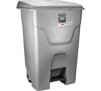 Прямоугольный мусорный бак BORA 80 л на колесах с педалью пластик серый 1/3 ПЛ-BO992g