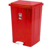 Прямоугольный мусорный бак BORA 85 л с педалью пластик красный 1/3 ПЛ-BO643k