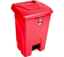 Прямоугольный мусорный бак BORA 80 л на колесах с педалью пластик красный 1/3 ПЛ-BO992k