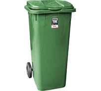 Прямоугольный мусорный бак BORA 120 л на колесах пластик зеленый 1/3 ПЛ-BO996