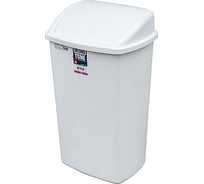 Прямоугольный мусорный контейнер BORA 50 л с качающейся крышкой пластик белый 1/12 ПЛ-BO844