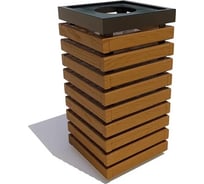 Уличная урна 7 скамеек Аллея, сосна, тик 67062/АЛЛ/9005/C_ТИК