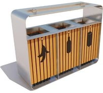 Урна для раздельного сбора 7 скамеек Трио, сосна, дуб 67101/ТРИО/9005/С_ДУБ