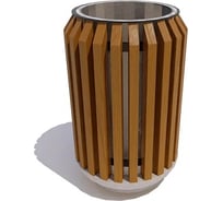 Урна 7 скамеек Бульвар с бетонным основанием, сосна, тик 67028/БЛВР/9005/C_ТИК