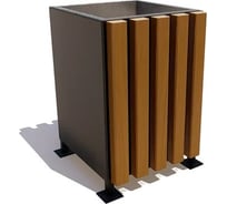 Уличная урна 7 скамеек Компаньон, RAL 9005, сосна, тик 67019/КОМП/9005/C_ТИК