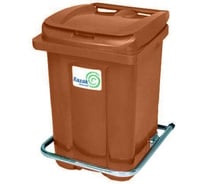 Пластиковый бак Razak 60 л, коричневый, с педалью, плоская крышка, коричневая крышка 4687201601326