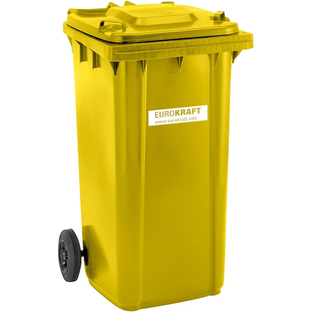 Большой пластмассовый контейнер для мусора EUROKRAFTpro 240 л желтый ...