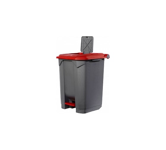 Мусорный контейнер INTELLPACK 50 л серый с красной крышкой, серым люком 11050GYRD