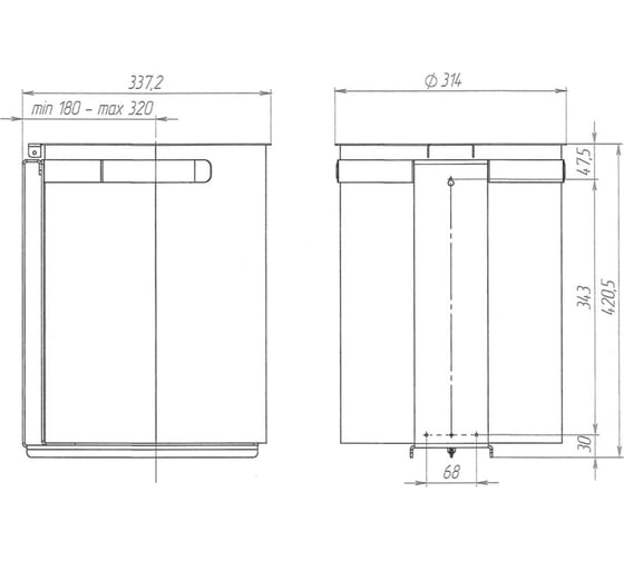 Корзина для мусора монтируемая под столешницу Merida STELLA R (матовая) 30 л. KWM101.R