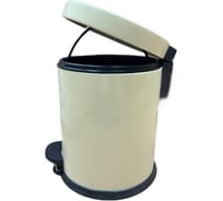 Урна PRIMANOVA стальная с педалью 5л, Крем, высота 27 см, диаметр 20,5 см D-20790