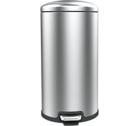 Урна PRIMANOVA с педалью и округлой крышкой 40 л, хром/чёрный, нержавеющая сталь, размер: 31,5x31,5x66 см M-E84-30-06