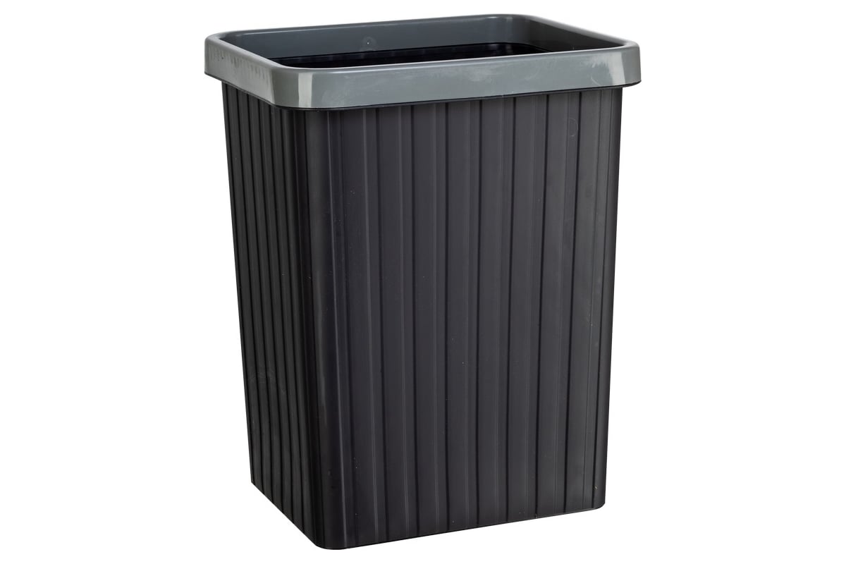Бак для мусора HAPPI DOME 10 литров, прямоугольный, черный/серый ...