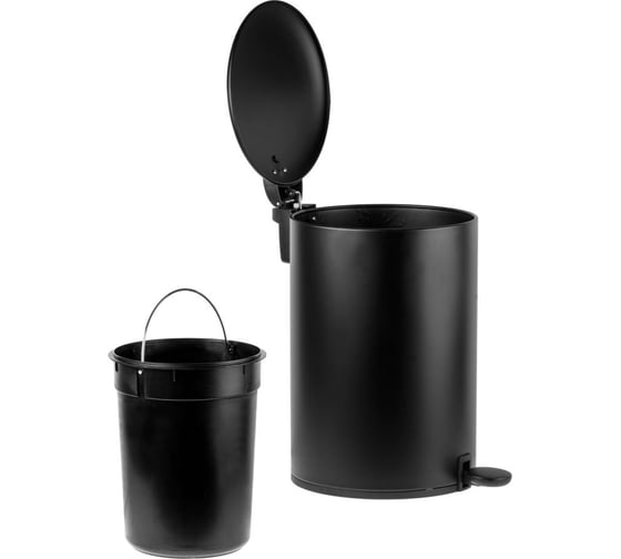 Ведро для мусора с педалью PERFECTO LINEA 12 л, черное, серия Black Onyx, сталь, 22-200212