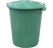 Бак круглый ALMIN 65л h630d490 мм зеленый пластик с крышкой ПЛ-42015зл