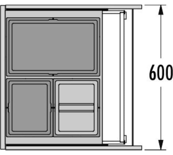 Система сортировки ALVEUS AS Triple 60 60 см, 2x13л/1x28л, 1 пластиковая крышка Hailo 3631691