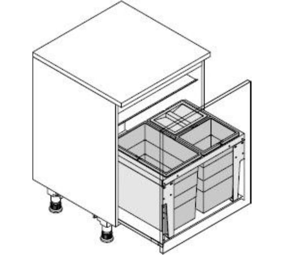Система сортировки ALVEUS AS Triple 60 60 см, 2x13л/1x28л, 1 пластиковая крышка Hailo 3631691