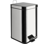 Ведро из нержавеющей стали САНАКС с педалью, квадратное, 12 литров, хром 10812