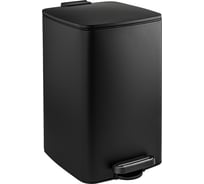 Ведро из нержавеющей стали САНАКС с педалью, квадратное, 16 литров, крышка микролифт, черное 10816-B