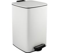 Ведро из нержавеющей стали САНАКС с педалью, квадратное, 16 литров, крышка микролифт, белое 10816-V