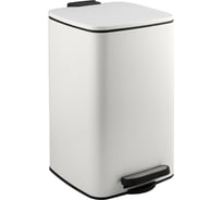 Ведро из нержавеющей стали САНАКС с педалью, квадратное, 8 литров, крышка микролифт, белое 10818