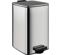 Ведро из нержавеющей стали САНАКС с педалью, квадратное, 16 литров, крышка микролифт, хром 10816-X