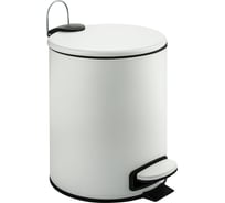 Ведро из нержавеющей стали САНАКС с педалью, круглое, 5 литров, плоская крышка микролифт, белое 10502