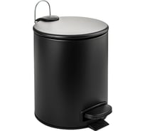 Ведро из нержавеющей стали САНАКС с педалью, круглое, 5 литров, плоская крышка микролифт, черное 10501
